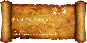 Mazák Hektor névjegykártya